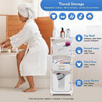 Laundry Basket, 3 Tiers Storage Basket Plastic Clothes Hamper Movable Clothes Hamper Bathroom Hampers With Wheels,Portable Freestanding Dirty For Laundry Room Organization