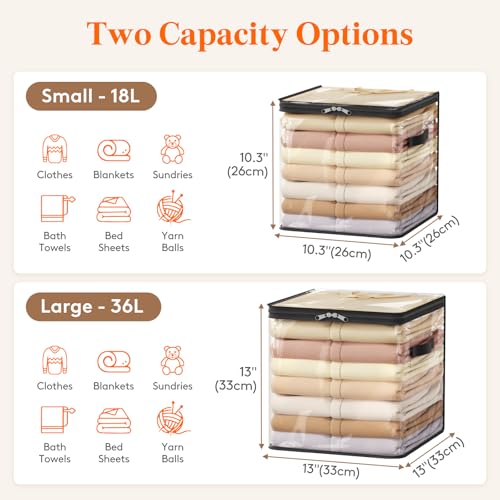 Lifewit 4 Pack Clear Clothes Storage Bags, Sweater Storage with Zipper, 36L Vinyl Foldable Moving Bags, Storage Container for Blankets Bed Sheet Sweater Yarns - size: 36L