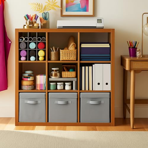 ShellKingdom Storage Bins, Foldable Fabric Storage Cubes with Lid, Clothes Storage Organizer Drawer For Closet Toys Storage, 10.5 X 10.5 X 11 INCH, 2 Pack (Grey) - color: Grey, size: 11 inch (2 Pack)