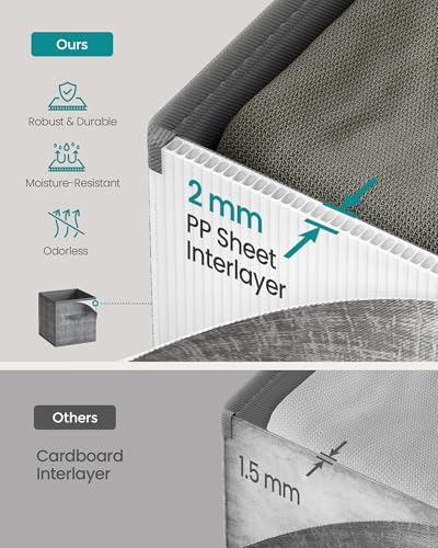 SONGMICS Storage Cubes, 13 x 13 x 13 Inches Non-Woven Fabric Bins with Double Handles, Set of 10, Closet Organizers for Shelves, Foldable, for Clothes, Cattail Gray UROB133G01 - color: Cattail Gray, size: 10 Pack (13"L x 13"W x 13"H）