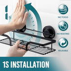 TAILI Shower Caddy Suction Cup 2 Pack, Heavy Duty Bathroom Basket, Bath Shelves for Inside, Stainless Steel Shower Holder for Bathroom Storage & Home Decor,Black - style: 2 × Black Basket