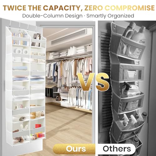 HOMELUX THEORY UPGRADED 6 Tiers Over The Door Organizer Hanging - 100D EXTRA THICK & 50lbs HUGE CAPACITY, 12 Side Mesh Pockets Over The Door Shoe Organizer, Hanging Closet Organizer (Light Gray, XL) - color: 2. Light Gray, size: XL 1 set