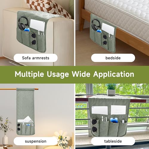 MEHIDFY Sofa Armrest Caddy, Waterproof Bedside Storage Organizer, Non Slip Armchair Pockets, Remote Control Holder for Couch, Handy Pouches with 6 Pockets for TV Remote, Phone, Magazine(Grey) - color: Grey