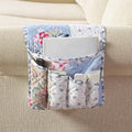 Brilliant Sunshine Pink and Blue Roses Toile Couch Armrest 5 Pockets Organizer, Slip Resistant Armchair Caddy, Washable Remote Controls Holder, Storage for Magazine, Phone, iPad, 35×13", Blue Natural - color: Blue Natural
