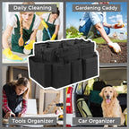 SCAVATA Wearable Cleaning Caddy Organizer with Handle & Shoulder Straps for Housekeepers, Under Sink & Car Cleaning Tool Organizer Bag with 4 Foldable Dividers (Black) - color: Black