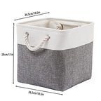 Cube Storage Bins, 6 Pack Collapsible Fabric Storage Cubes, 11 Inch Cube Organizer Bins with Handles (White/Gray) - color: white grey