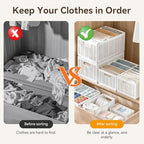 Wardrobe Clothes Organizer, 5 or 7Grids Closet Jean Storage Bins with Handles Drawer Organizer for Clothing Foldable Drawer Dividers with Adjustable for Sweater, Pants (Large 5 Grids: 4 Baffles) - size: Large 5 Grids: 4 Baffles
