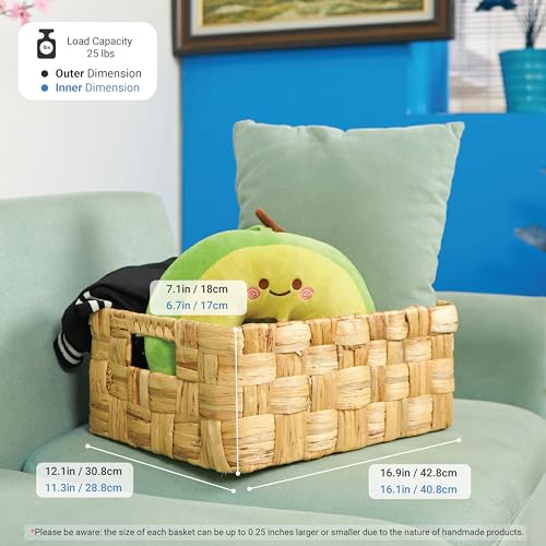 Vatima Jumbo Wicker Storage Basket, Large Hyacinth Organizer, 16.9x12.1x7.1H Inches - Ideal for Home Shelving and Pantry Storage - color: Water Hyacinth, size: Jumbo - Wide Weave (16.9"L x 12.1"W x 7.1"H)