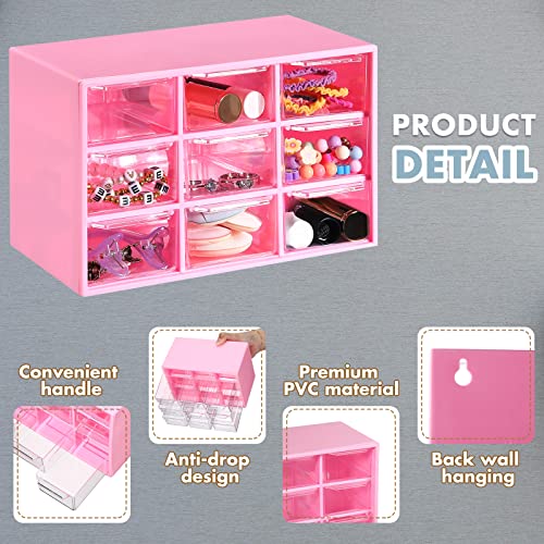 Amyhill 6 Pcs Mini Drawer Organizer Small Organizer with 9 Drawers Plastic Desktop Craft Storage Box for Office Home Room Jewelry Cosmetics Collection(Rose Red) - color: Rose Red