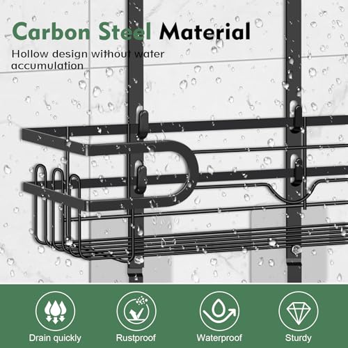 Shower Caddy Hanging, Over Head Shower Caddy Shower Storage Rack Basket with Hooks for Razor and Sponge Rustproof, No Drilling, Accessories for Bathroom and Kitchen, Black2 - color: Black