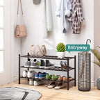 viewcare Long Shoe Rack, Bamboo Wood Shoe Rack for Closet, Entryway & Hallway, 3-Tier Stackable Shoe Shelf - color: Brown, size: 3-Tier Long