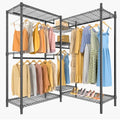 VIPEK L6 Heavy Duty Clothes Rack L Shape Clothing Rack 5-Tier Wire Garment Rack Freestanding Closet with 7 Adjustable Shelves & 4 Hanging Rods, 42.1" L x 42.1" W x 76.4" H, Max Load 850LBS, Black - color: Black, size: Small
