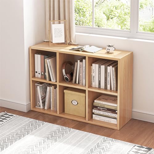 NELYE 6 Cube Organizer Bookcase - Fabric Storage Bins Container, Open Shelf Simple Compartments Bookshelf, Oak - color: Oak, size: 6-Cube