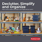 Rubbermaid Roughneck Tote 3 Gal, 6 Pack, Made in USA, Dark Indigo Metallic, Rugged Plastic Stackable Storage Bins with Lids and Handles - size: 3 Gal - 6 Pack