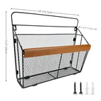 Leather-Accented Wall File Holder, Art Deco Wall-Mounted Magazine Rack, Hanging Mail Organizer, Metal Wire Hanging File Organizer for Home, School, Office, Hanging Folder Organizer