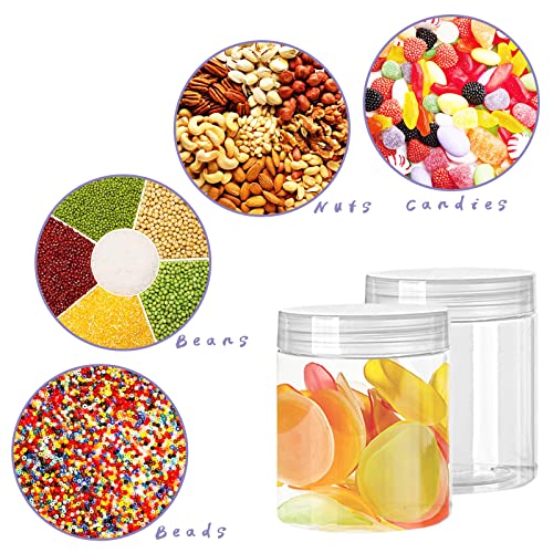 20 Pack 4oz Clear Plastic Jars with Lids,115ml Wide-Mouth Refillable Storage Containers,Empty Round Containers for Candy,Beads,Lotion,Slime Making and Food Storage