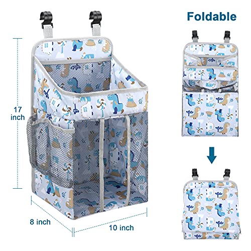 Accmor Hanging Baby Diaper Caddy Organizer, Diaper Stacker, Baby Crib Hanging Classified Storage Bag Organizer for Changing Table, Crib, Playard or Wall & Nursery Organization, White - style: Style A-White