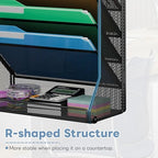 Jakyitvi File Organizer Wall Mounted 5 Tiers, Durable Adjustable Metal Vertical Hanging, Stable R-Shaped Bottom 4 Pull-Out Deviders to Sort File,Mail,Newspaper,Pen, Suitable for Office,Black - size: 5-Tire & Unilateral