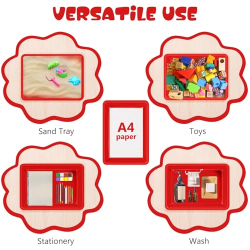ShineMe 6 Pack Paper Trays for Classroom, Red Plastic Book Bins with Colorful Labels, Stackable Letter Size Storage Tray, Desk Organizer Tray for Home, School and Office - color: Red