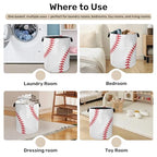 Baseball Large Clothes Hamper Bag - Laundry Basket with Handles, Space Saving Foldable Design for Nursery - color: Baseball