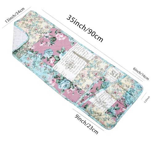 Brilliant Sunshine Lilac Rose Couch Sofa Armrest 5 Pockets Organizer, Slip Resistant Recliner Armchair Caddy, Washable Remote Controls Holder, Storage for Magazine, Tablet, Phone, 35×13", Egg Blue - color: Lilac Egg Blue