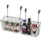 AVLA 2 Pack Over The Cabinet Door Organizer, Grid Storage Baskets with Hooks, Metal Wall Hanging Basket Holder Rack, Wire Kitchen Sink Organization Bin for Bathroom Shampoo, Body Wash