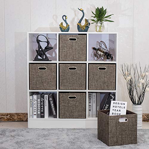 Posprica Storage Bins Cube Containers Boxes,Thick and Heavy Duty Fabric Drawers, 11×11 inch- Set of 4,Brown - color: Brown, size: 11×11×11/4pcs