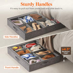 Lifewit Under Bed Shoe Storage Organizer Fits 8 Pair Sneakers, 4.3 Inches Tall Sturdy Structure Ultra Thick Fabic Sneaker Storage, Foldable Underbed Shoe Boxes for Heels, Boots, Sports Shoes 2 Pack - size: 50L