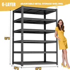 Heavy Duty Garage Shelving, 6-Tier Metal Storage Shelves, 3600LBS, 82" H Adjustable Industrial Rack, Steel Utility Shelf Unit for Warehouse, Garage, Basement, Kitchen, 40" W x 18" D x 82" H - size: 40"W x 18"D x 82"H
