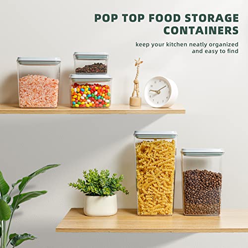 Airtight Food Storage Containers, 5 PCS Clear Pantry Organizers, BPA-Free Stackable Canisters with Measurement Marks for Cereal, Flour, Sugar & Dry Food - One-Hand Operation - color: 5 Pcs Assorted Container Set