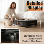 AVOKIHI 2 Pack Under Bed Storage with Wheels (Adjustable Height 7.9"-9.5"), 75L Rolling Underbed Storage Containers, Collapsible Metal Frame & Washable Fabric Drawer for Clothes, Shoes, Blankets