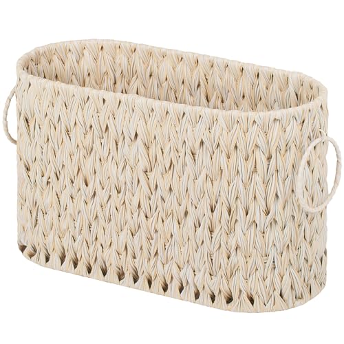 GRANNY SAYS Toilet Paper Storage, Toilet Paper Basket for Bathroom, 6 Mega Rolls Organizer Free Standing, Wicker Basket for Bathroom Storage, Butter Milk - color: Butter Milk, size: 15¾"L x 6½" Wx 9½"H (No Lid)
