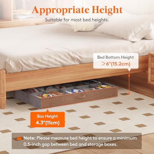 Lifewit Under Bed Shoe Storage Organizer Fits 10 Pair Sneakers, 4.3 Inches Tall Sturdy Structure Ultra Thick Fabic Sneaker Storage, Foldable Underbed Shoe Boxes for Heels, Boots, Sports Shoes 2 Pack - size: Large, Extra Large