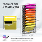 11-Tier Wall File Organizer, Wall File Holder Mesh Mail Organizer for Papers, Folders, Letters, Magazine Rack for Office Home Classroom, Black 2 Pack