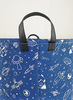 KUNRO Kids Laundry Hamper Clothes Gift Basket Storage Laundry Baskets Organizer Bin with Handles for Nursery Room (Navy Spaceship) - color: navy Spaceship