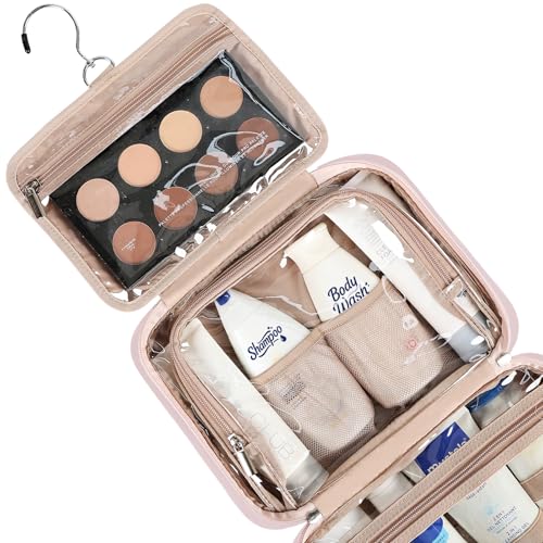 NISHEL Travel Toiletry Bag for Women, Makeup Essentials Organizer, Hanging Case for Accessories, Cosmetics, Medium Size, Pink - color: Pink, size: Medium