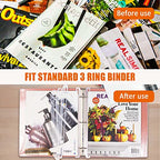 40Pcs 3 Hole Punched Magazine Holders, Magazine Organizer, 3 Ring Binder Insert Strips, Translucent White