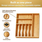 Umilife Large Kitchen Drawer Organizer, 19"x19" Silverware Utensils Organizer, 2.5" High for Large Deep Drawers, Bamboo Flatware Holder with Thick Frames, Sturdy Kitchen Organization Tray - size: 19 x 19 inch (8 Slots)