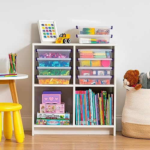 IRIS USA 3 Qt. Plastic Craft Storage Container Bins with Lids, 10 Pack, Small Art & Office Supply Organizer Tote, Sensory Bins & Boxes for Home & University, Stackable, Secure Latch Buckles, Clear - size: 3 Qt. - 10 Pack, style: STACK