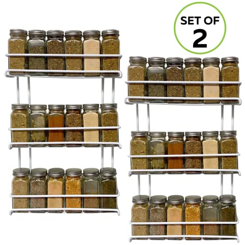 Evelots 2 Pack 3-Tier Spice Rack-Door/Wall Mounted-Sturdy Coated Metal-Up to 36 Bottles - size: 3-Tier (2 Pack), style: Door/Wall Mount