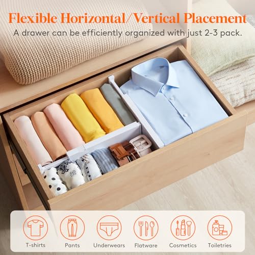 Lifewit 5 Pack 4" High Drawer Dividers 28-43.5cm/11-17" Adjustable Drawer Organizer for Clothes/Utensils, Expandable Drawer Separator in Dresser/Kitchen/Bedroom/Office Organization & Storage White - size: 4"H, 11-17"L