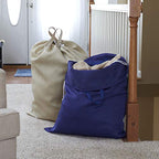 Household Essentials 136-1 Set of 2 Large Laundry Bags with Handles and Drawstring | Blue and Beige - style: 2-Pack