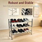 3 Tier Shoe Rack for Closet Metal Wide Retractable Stackable Shoe Storage Organizer for Closet Entryway Small Spaces 24.4 x19.69 x9 Inches