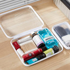 MACOPRO 2PCS Large Clear Zipper Bags with Hard Shell - Makeup Organizer & Toy Storage Container for Building Blocks, Pencils, Toiletries, Travel Accessories Diaper for Organizing - size: 2Pcs-Large