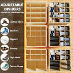 SpaceAid Shoe Organizer for Closet, 2 Pack Foldable Shoe Storage Containers Baskets Boxes Bins w/Adjustable Dividers, Fits 16-32 Pairs, Beige - color: Beige