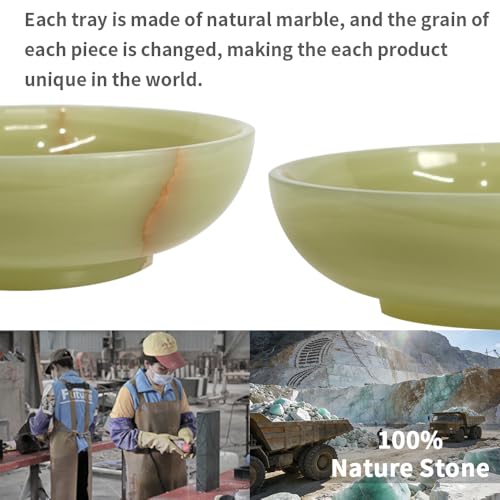 Luxury Decorative Marble Bowl for Home Decoration, Green Onyx Key Bowl for Entryway Table, Catchall for Coins, Change, Candy, Organizer Marble Tray - color: Round-Green Onyx