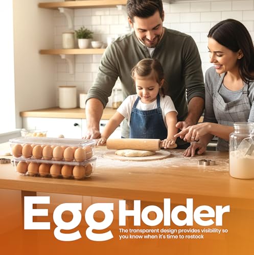 Utopia Home Egg Container With Lid and Handle for Refrigerator - Pack of 1 - Clear Stackable Egg Holder for Kitchen Storage and organization - size: Pack of 1