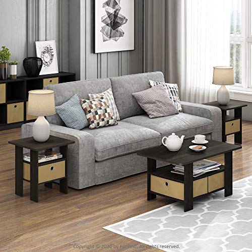 Furinno Coffee Table with Bins, Espresso/Brown - color: Espresso/Brown, style: 2 Bin
