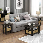 Furinno Andrey Coffee Table, Small Modern Coffee Table with Storage and Bin Drawer, Side Table for Living Room, Bedroom, Home Office, Dark Espresso - color: Dark Espresso/Brown, style: 2 Bin