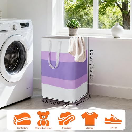 Stylish Freestanding Laundry Hamper with Waterproof Liner,72L Foldable Laundry Basket with Portable Handles Space-saving Storage Basket for Bedroom,Bathroom,Laundry Room,Easy Carry to Travel (Purple) - color: Purple